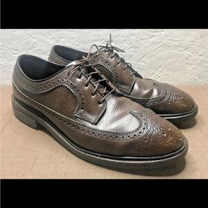 Vintage Hy-Test Men's Steel Toe Oxfords Work Shoes Brown Leather Wingtip Size 8D